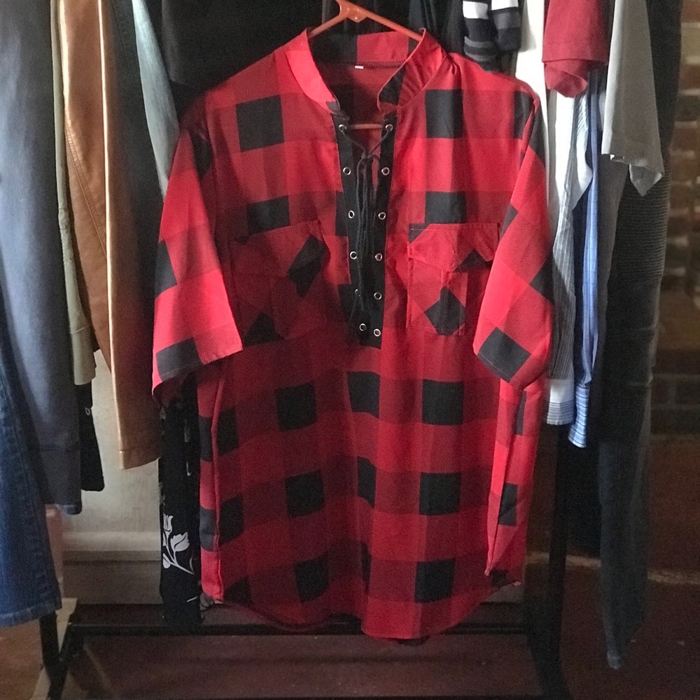 Red & Black Buffalo checkered top
